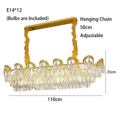 Gold Crystal Teardrop Cascading Chandelier Light