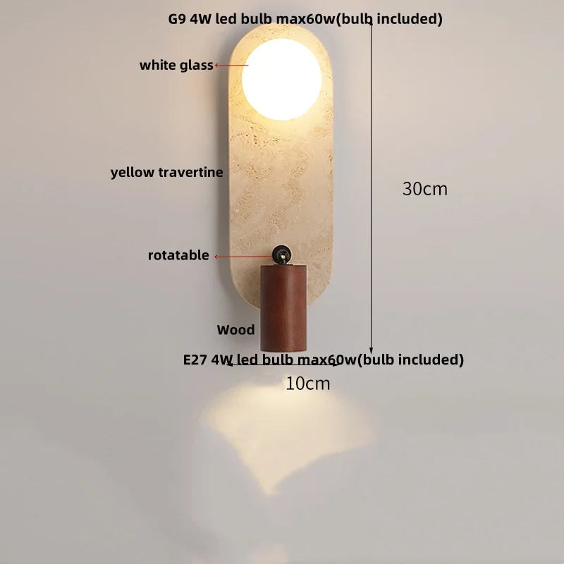 Wall-mounted light fixture with labeled features on a neutral background