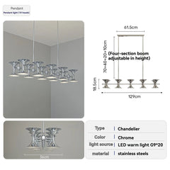 Chrome Horn Cluster Chandelier Modern Designer Pendant Light