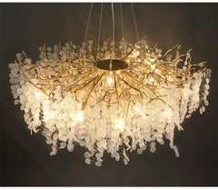 Gold Cascade Crystal Floral Flush Mount Ceiling Light Fixture