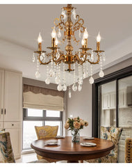 Coppery Multi-Arm Crystal Chandelier