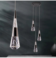 Gold Crystal Teardrop Pendant Light Fixture, Dimmable Remote Control