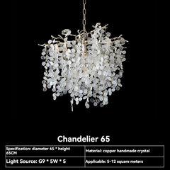 Chandelier with crystal elements on a black background