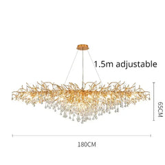 Gold Crystal Cascade Chandelier Surface Mount Light