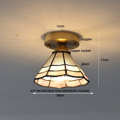 Ceiling light fixture with measurements on a plain background