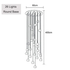 Crystal Ball Cascading Pendant Light Fixture Floral Stems Glass Shades