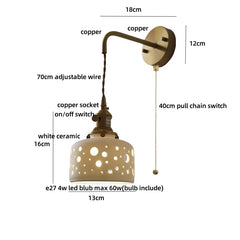 Wall lamp with measurements on a white background