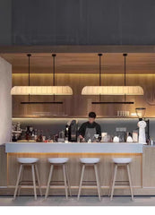 Fabric Tube Pendant Light Warm Diffused Glow, Minimalist Bar Fixture