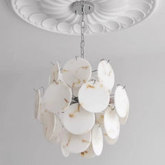 Gold White Marble Disc Chandelier Hanging Pendant Light
