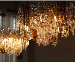 Glass Tube Chandelier with Amber and Clear Accents
