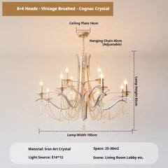 Brushed Gold Tiered Crystal Chandelier with Cascading Drops