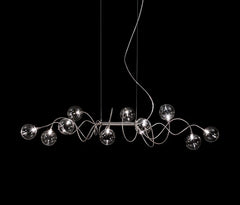 Chrome Spiral Wave Pendant Light with Glass Globes