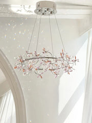 Crystal Floral Ring Chandelier Chrome Pendant Light