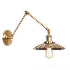 Brushed Gold Cone Shade Adjustable Wall Sconce Hanging Ceiling Light