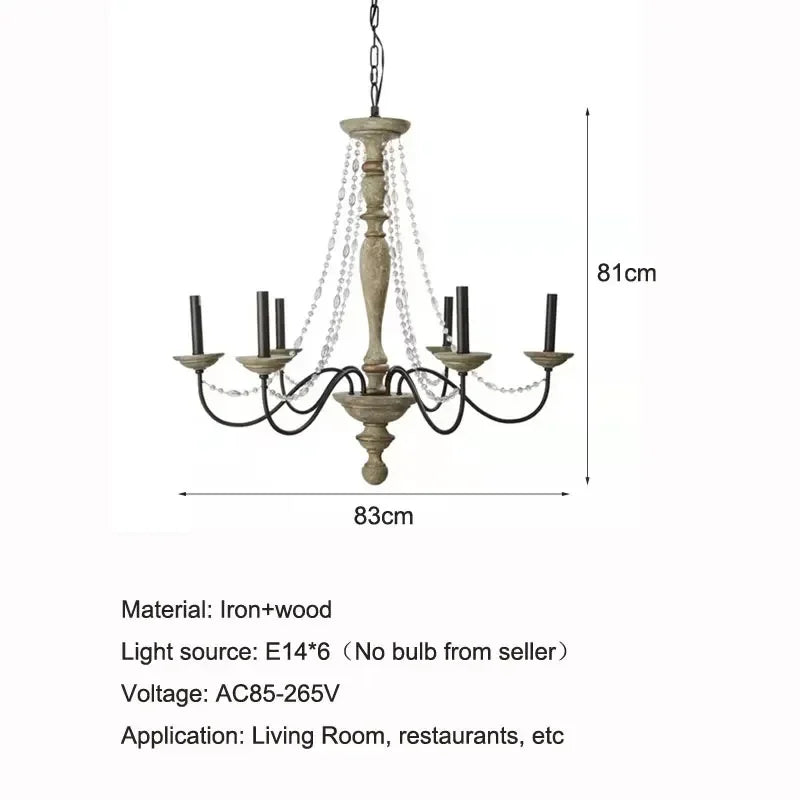 Chandelier with dimensions and technical details on a white background
