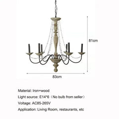 Chandelier with dimensions and technical details on a white background