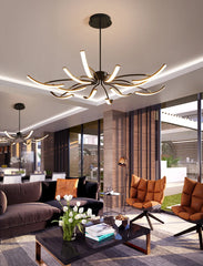 Gold Starburst Chandelier Pendant Light with Curved Arms