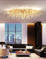 Gold Crystal Cascade Chandelier Surface Mount Light