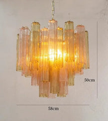 Tiered Frosted Glass Tube Chandelier Semi-Flush Mount Light