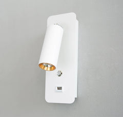 Modern Black and Gold Adjustable Wall Sconce with USB Charging Port