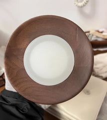Walnut Wood Brass Flush Mount Ceiling Light Fixture