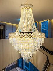 Tiered Crystal Waterfall Chandelier with Gold Finish Metal Frame