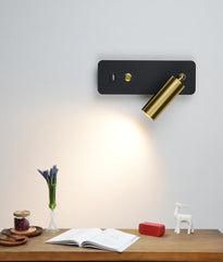 Modern Black and Gold Adjustable Wall Sconce with USB Charging Port