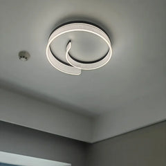 Swirling Ribbed Ring Semi-Flush Mount Ceiling Light with Frosted Shade