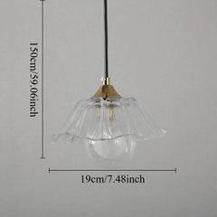 Glass Flower Pendant Light with Metal Accents Fixture