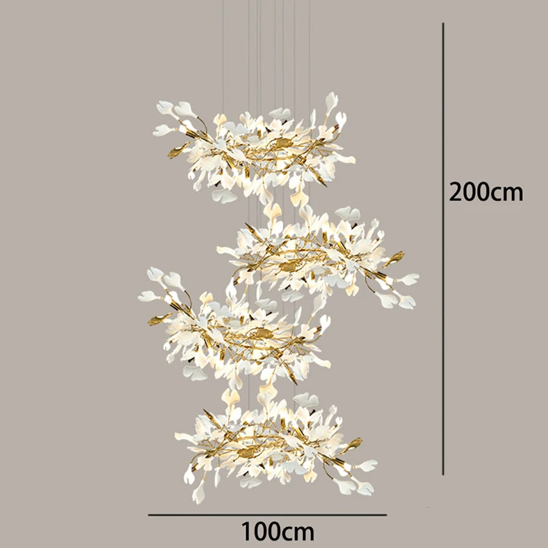 Chandelier with measurements on a gray background