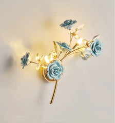 Gold Multi-Arm Flower Crystal Wall Sconce