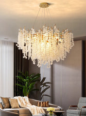 Gold Cascade Crystal Floral Flush Mount Ceiling Light Fixture