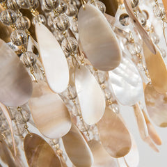 Gold Teardrop Shell Tiered Semi-Flush Ceiling Light