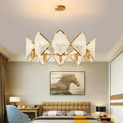 Gold Crystal Diamond Tiered Chandelier Pendant Light Modern Design