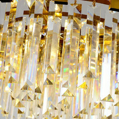 Tiered Crystal Chandelier with Black Accents and Gold Finish