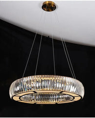 Modern Crystal Ring Pendant Light with Gold Finish Metal Frame
