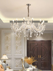 Gold Crystal Candelabra Chandelier with Flame Tip Bulbs