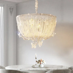 Crystal Beaded Waterfall Chandelier with Butterfly Accents