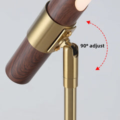 Brass Minimalist LED Desk Lamp with Wooden Accents