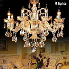 Gold Crystal Candelabra Tiered Chandelier with Rose Bud Accents
