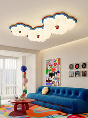 White Petal Flower Flush Mount Light with Multicolor Accents