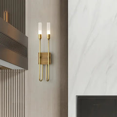 Modern Gold Metal Arc Wall Sconce with Frosted Glass Shade