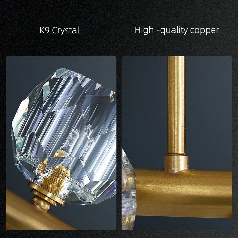 K9 Crystal and high-quality copper components on a dark background