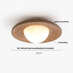 Ceiling light fixture with concrete-like finish on a white background