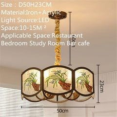 Brushed Gold Floral Pendant Light with Frosted Glass