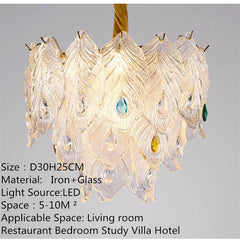 Feather Glass Tiered Chandelier with Multi-Colored Gem Accents