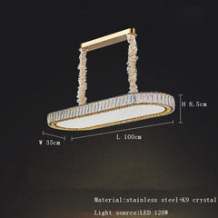 Modern Gold Crystal Oval Chandelier with Integrated LED