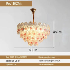 Gold Finish Chandelier with Frosted Glass Shades and Rose Bud Accents