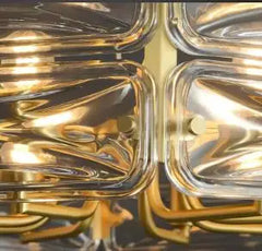 Gold Frame Geometric Crystal Chandelier Pendant Light Fixture