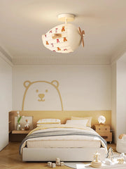 Airplane Cloud Fabric Flush Mount Ceiling Light with Wooden Propeller